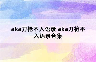 aka刀枪不入语录 aka刀枪不入语录合集